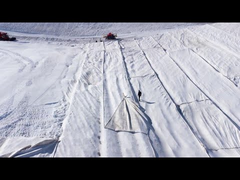 Blankets on Swiss mountain help protect glacier